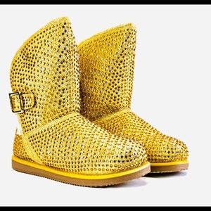 Gold crystal rhinestone boots